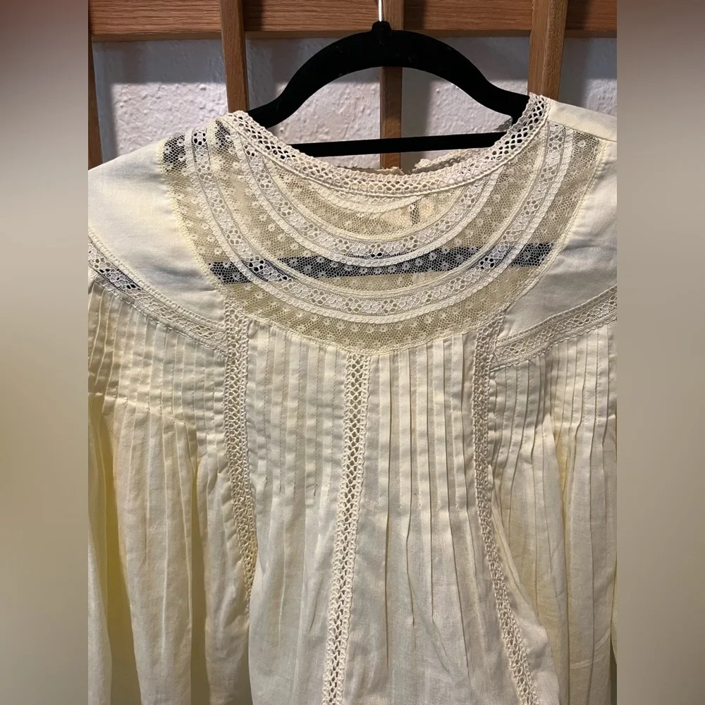 Rebecca Taylor Short Sleeve Applique Top, Color: Light Lemongrass - M - Picture 6 of 12